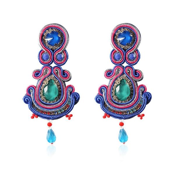 

dangle & chandelier ethnic style soutache fashion handmade drop earrings exquisite blue black earring colorful decoration jewelry for women, Silver