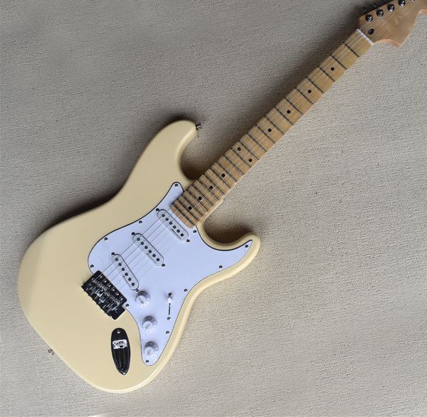 

factory wholesale milk yellow electric guitar basswood body 6 strings guita with scalloped neck