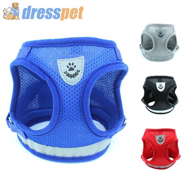 

dog collars & leashes pet cat harness leash adjustable reflective vest walking lead puppy polyester mesh set for small medium collar