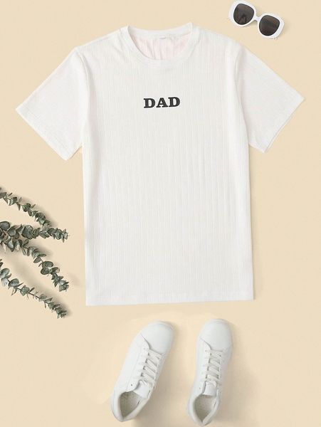 

men 1pc letter graphic tee 37cm#, White;black