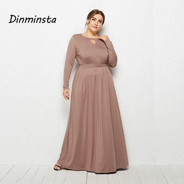 

casual dresses dinminsta fat female 3xl plus size long sleeve a line women maxi dress elegant weedkend frocks 2021 spring vestidos, Black;gray