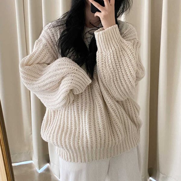 

ly varey lin spring autumn women comfort basic female knit pullover jumper soft warm solid oversized knitted sweater 210526, White;black