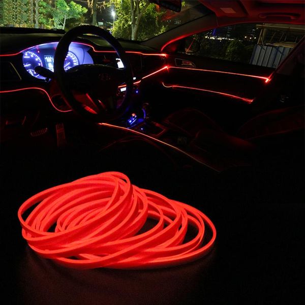 

decorative lamp interior decoration 5m light strips auto lamps flexible neon el wire car styling 12v led cold lights interior&external