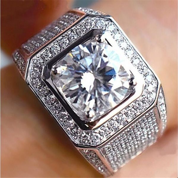 

wedding rings square cubic zircon fulled anel for women men cz crystal engagement bijoux femme anillos mujer jewelry, Slivery;golden