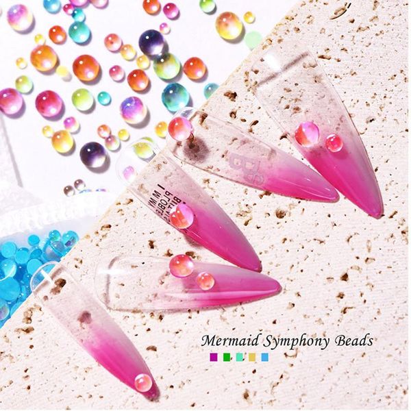 

nail art decorations 300pcs mixed size mermaid symphony beads round glass crystal ab 3d rhinestones diy flatback acrylic stones, Silver;gold