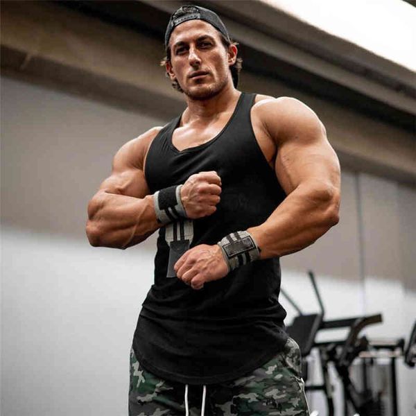 

summer cotton clothing mens tank stringer bodybuilding fitness plain breathe slim fit men tanks clothes gyms singlets 210421, White;black