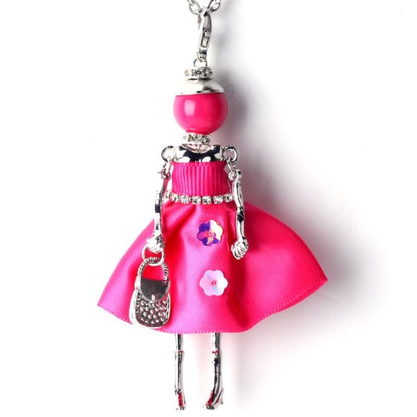 

pendant necklaces statement cute doll necklace dress handmade french 2021 s alloy girl women flower fashion jewelry, Silver