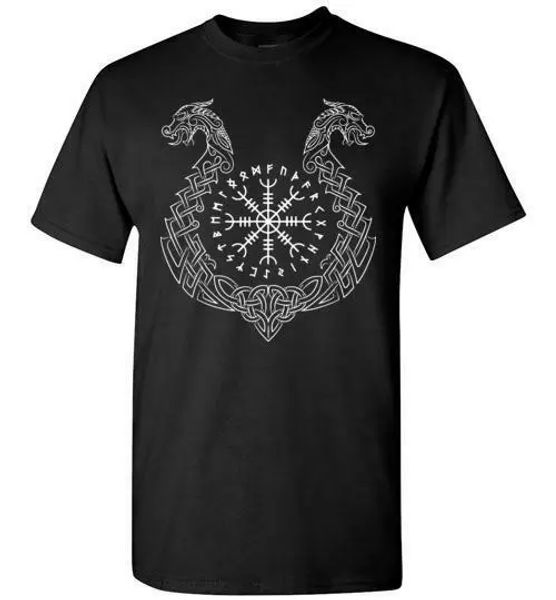 

proud viking helm of awe t-shirt odin valhalla norse dragon ship men tee gifts, White;black