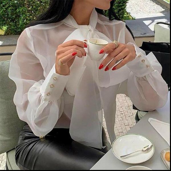 

mesh sheer fall summer women blouses see through long sleeve fashion transparent white female blusas