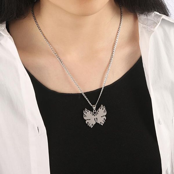 

pendant necklaces sweet butterfly silver color necklace stainless steel fashion women collar jewelry party cute gift ornaments gifts