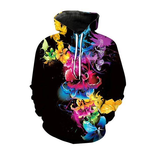 

men's hoodies & sweatshirts brand flower fruit 3d printing hoodie women's fashion hooded sweatshirt hip hop pullover rose's c, Black