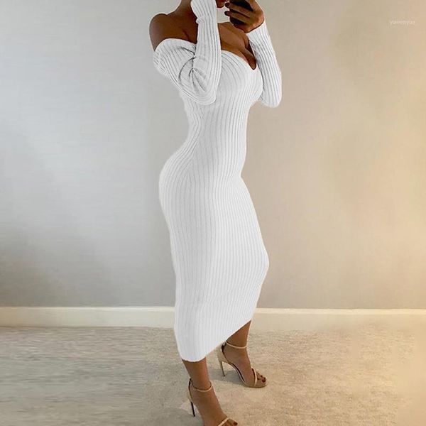 

casual dresses strapless long knit sweater v-neck dress women nightclub slim wrap female sleeve knitted, Black;gray