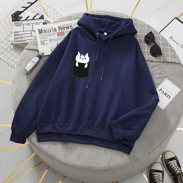

women's hoodies & sweatshirts women sudaderas vintage cute cat kawaii ullzang harajuku korean funny printed hip hop punk bluzy clothes, Black