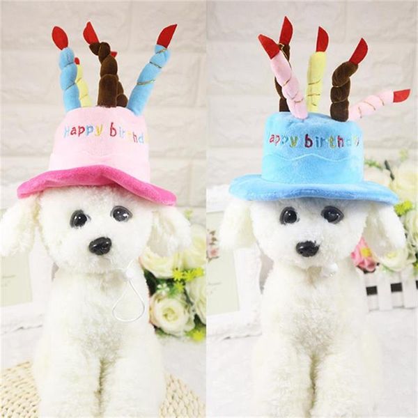 Hundehut Haustier Hund Katze Hut mit Geburtstagstorte Kappe Kerze Geschenk Design Geburtstag Party Kostüm Kopfschmuck Baby Accessoires Waren