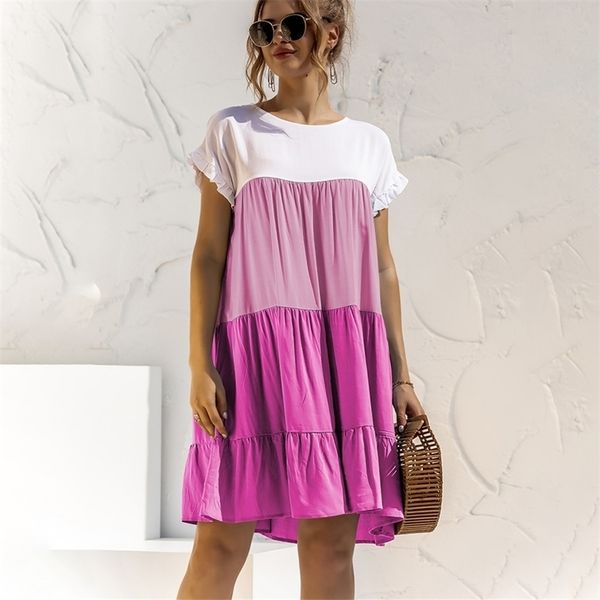 

summer women oversize loose dress arrival ladies casual short sleeve big ruffles cupcake female beach es 210623, Black;gray