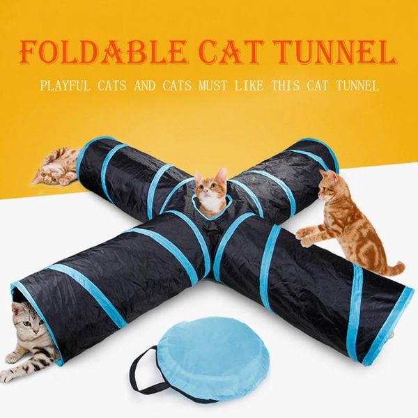 

cat toys pet tunnel for kitten 3/4/5 holes collapsible crinkle playing toy a