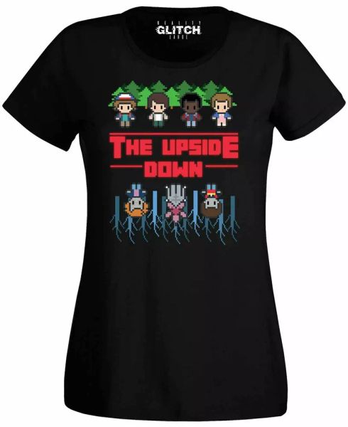 

8-bit upside down women's t-shirt retro computer 80s 90s, White;black