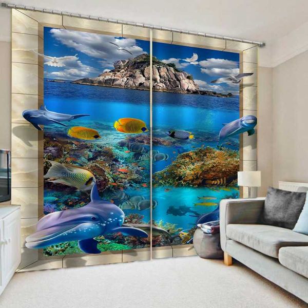 

morden modern living room curtains marble ocean bedroom decor 2 panels hooks window curtain & drapes