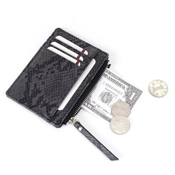 

coin purses mini slim cash women serpentine cardholder leather money clip i male female wallet purse with card bill thin coins pocket, Red;black