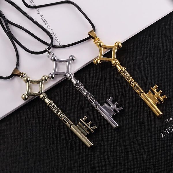 

pendant necklaces key necklace fashion vintage retro anime jewelry for men women cosplay wholesale, Silver