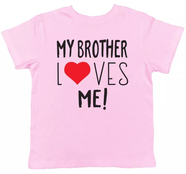 

my brother loves me kids short sleeve t-shirt, White;black