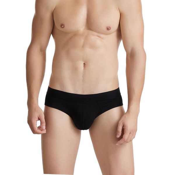 

ycfy classic pure color elastic cotton men's briefs, Black;white