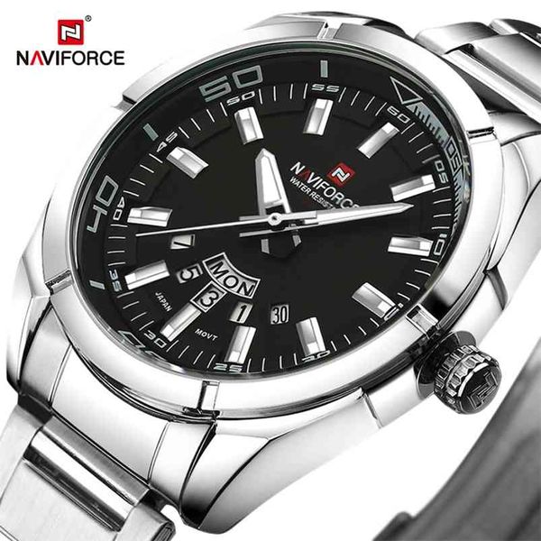 Naviforce Brand Bussiness Men Men assista a moda quartzo assistir homens cronógrafo militar relógio de relógio de relógio 210804