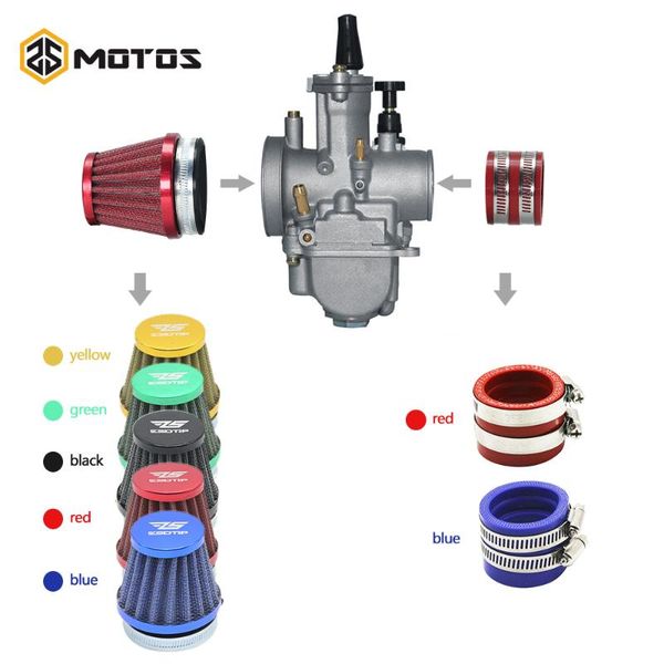 

motorcycle 21 24 26 28 30 32 34mm carburetor + air filter intake red color set manifold boot holder for atv scooter fuel system