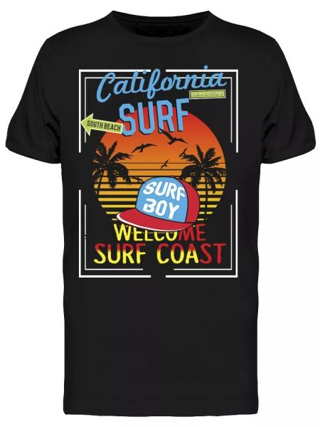 

california surf sunset tee men's -image by shutterstock, White;black