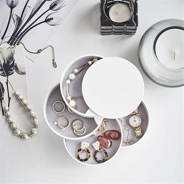 

bathroom storage & organization 4 layer 360 degree rotating wooden jewelry box accessory organizer necklaces bracelets rings earrings holder