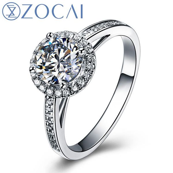 

whirling dance real 0.70 ct certified f-g/si diamond engagement women ring 18k white gold (au750) w03831 cluster rings, Golden;silver