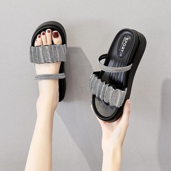 

sandals summer ladies fashion platform casual slippers beach shoes, Black