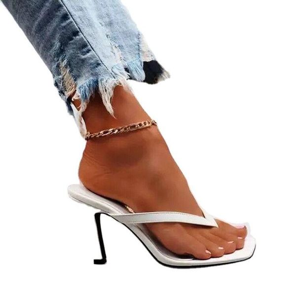 

women's heel flip flops black high heels white sandals women mules slippers ladies summer shoes 36-42 calzado mujer