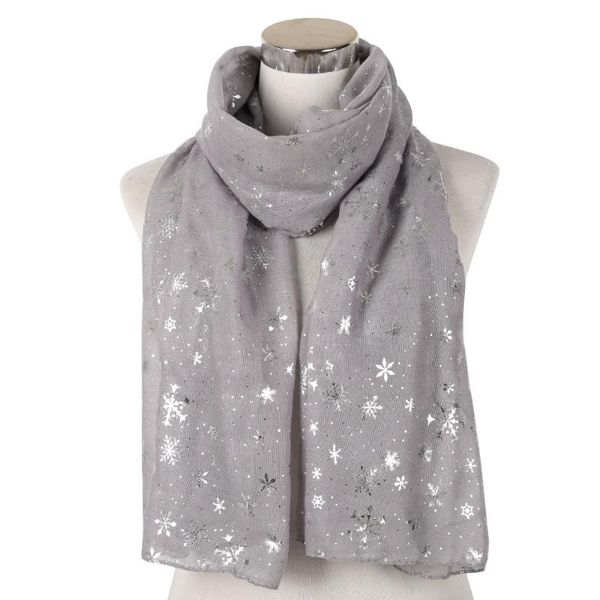 

hats, scarves & gloves sets voile soft bandana christmas gift women fashion wrap snowflake print long shawl neck warmer classical winter lad, Blue;gray