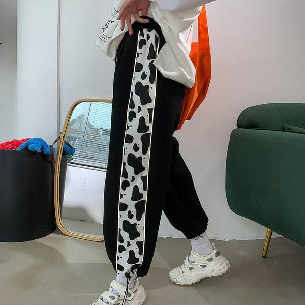 

women's pants & capris women y2k 2021 korean fashion style vintage wide leg baggy kawaii plus size high waist cyber large aesthetic pan, Black;white