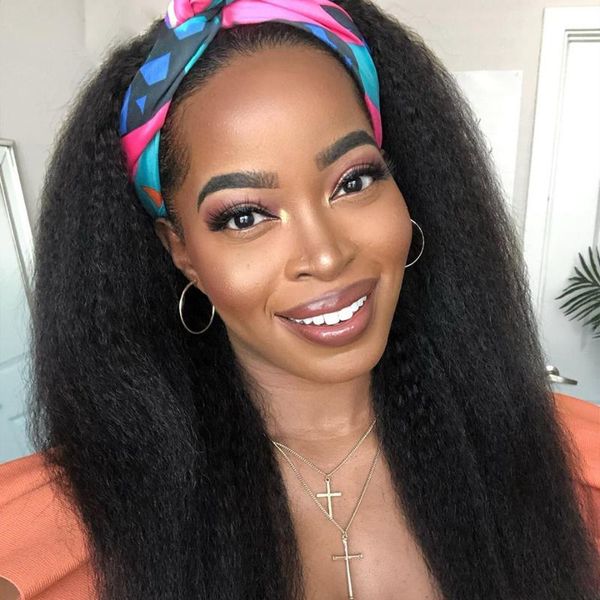 

synthetic wigs dan bo hair band wig no glue natural color african black women short