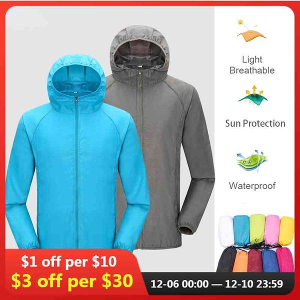 

camping rain et men women waterproof sun protection clothing fishing hunting cloth quick dry windbreaker with pocket, Black