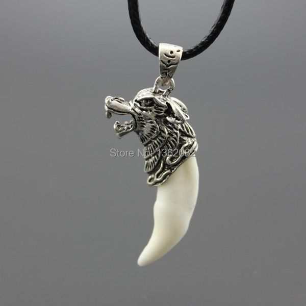 

senhua boy men's tibet fangs real natural tooth cool wolf design charm pendant necklace amulet gift mn281 necklaces, Silver