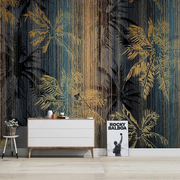 

wallpapers modern golden line coconut tree light luxury murals living room bedroom background wall cloth eco-friendly waterproof wallpaper