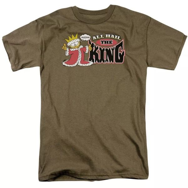 

garfield all hail the king t-shirt sizes s-3x new, White;black
