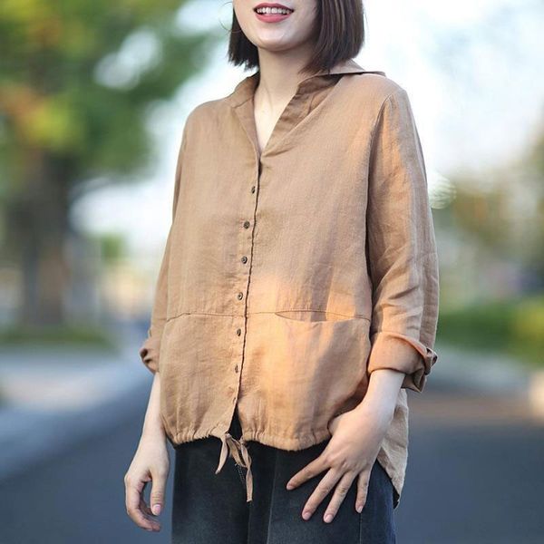 

jackets autumn arts style women long cotton linen short unique breasted casual loose coats with hoodie m285, Black;brown