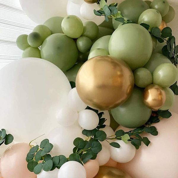 

party decoration 113 pcs balloon avocado green retro color series set bean paste birthday chain