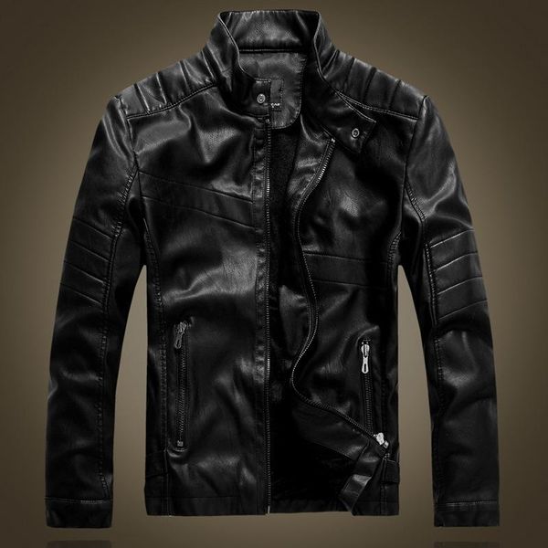 

men's fur & faux 2021 fashion vintage mens biker casaco de couro masculino, Black