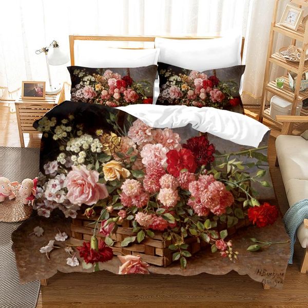 

bedding sets art watercolor oil painting luxury home textile  king quilt cover bedclothes landscape flower duvet set