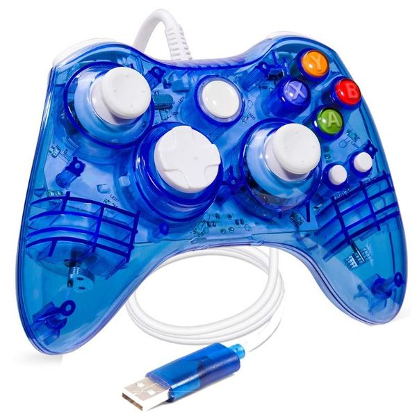 

game controllers & joysticks wired controller usb gamepad transparent joystick joypad with led lights for xbox 360 and pc windows xp/7/8/8.1
