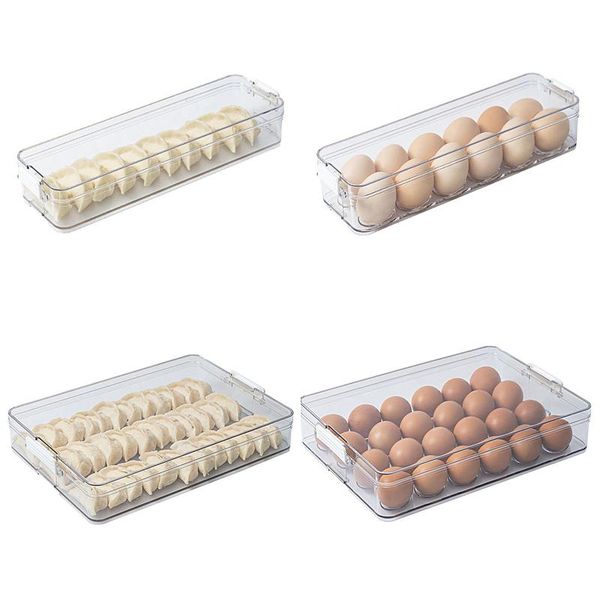 

household kitchen egg dumplings stackable storage box with lid transparent plastic fruit and vegetable box. bottles & jars