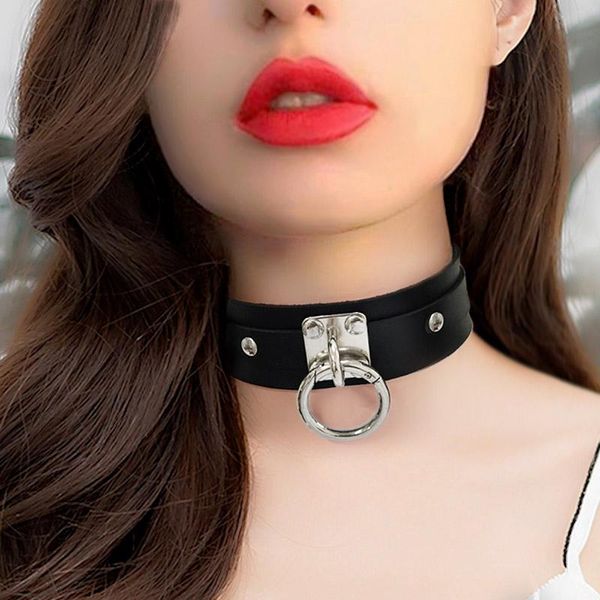 

chokers punk rock gothic necklace pu leather bondage cosplay goth collar for women jewelry statement gift x632c, Golden;silver