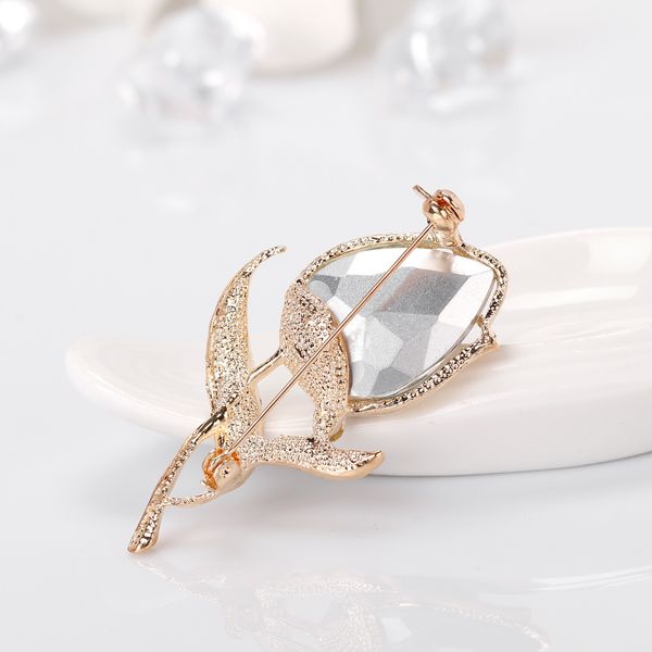 

rose flower brooches for women crystal tulip fashion pin elegant rhinestone brooch jewelry 4 colors, Gray