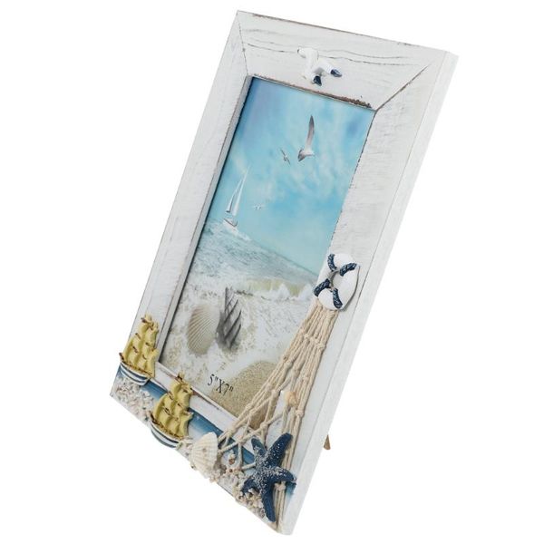 

frames 1pc marine style vertical sailboat po frame for home decoration (white)