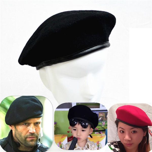 

berets caps army woolen beanies outdoor soldier trainning hats winter men casual solid bonnet, Blue;gray